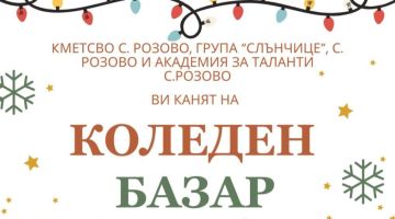 Коледен базар с кауза ще се състои на 20 декември в село Розово  