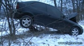 Видео: Автомобил се приземи на дърво  / Новини от Казанлък