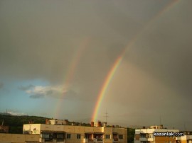 Двойна дъга в Казанлък - обещание за край на потопа