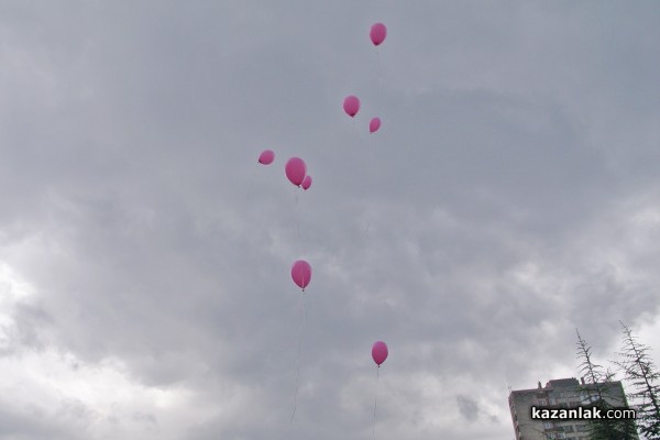 Розови балони и сърце „нарисувано“ с тела срещу насилието в училище