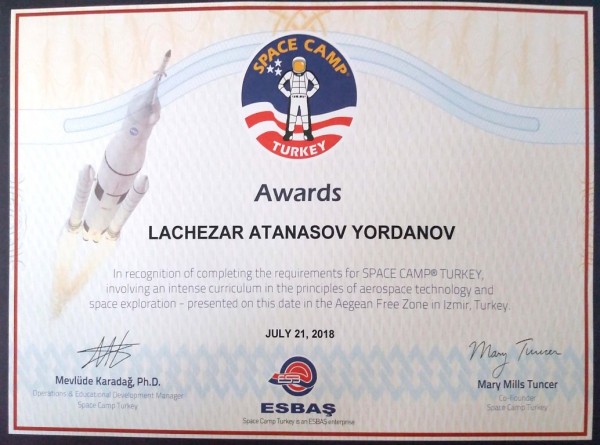 Лъчезар от “Светлини сред сенките“ впечатли на “Спейс камп“ 2018