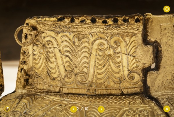 Показват за пръв път позлатен тракийски нагръдник, открит в Цвяткова могила край Казанлък