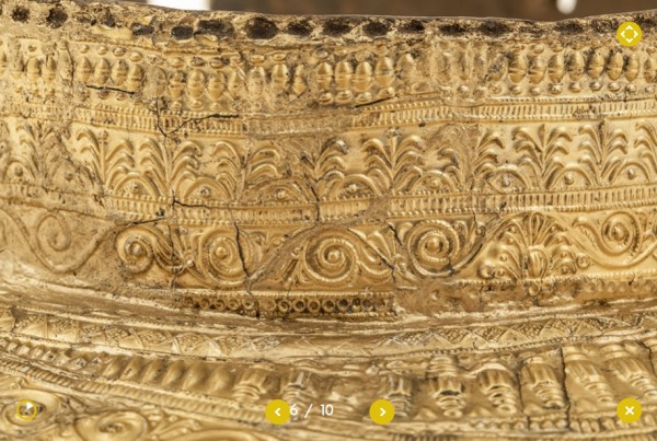 Показват за пръв път позлатен тракийски нагръдник, открит в Цвяткова могила край Казанлък