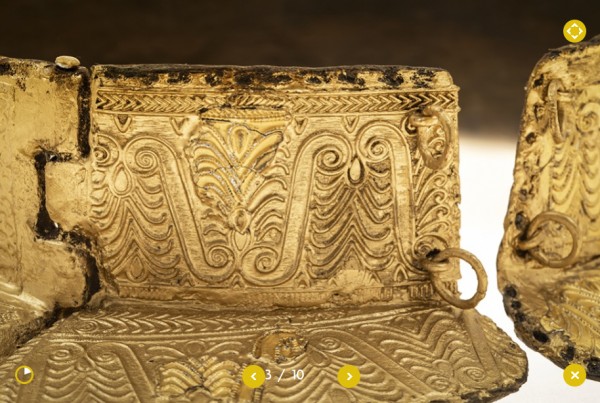 Показват за пръв път позлатен тракийски нагръдник, открит в Цвяткова могила край Казанлък