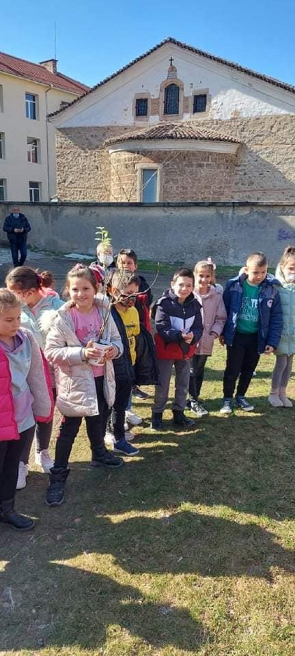 Малките природолюбители от ОУ „Св. Паисий Хилендарски“ засадиха люлякови дръвчета