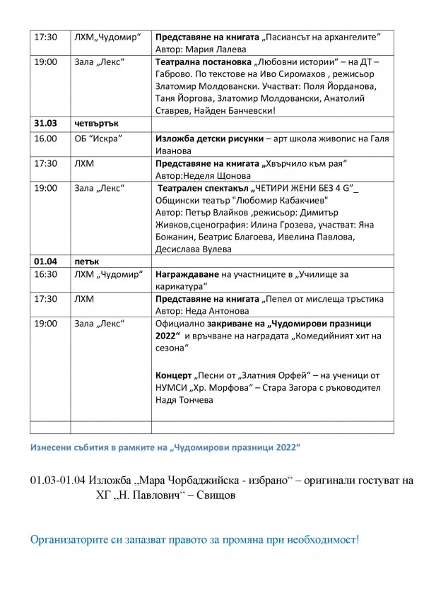 Фондация „Чудомир“ планира бюджет 2022 г. наполовина на предишните, но с всички традиционни събития в празничния календар