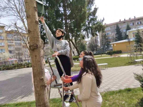 Кирковци поставиха къщички за птици в  двора на училището