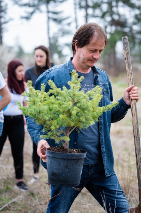 Абитуриенти от хуманитарната гимназия засадиха горичка и я кръстиха на класния си