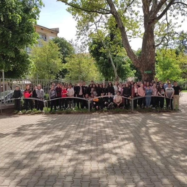 Седмокласници засадиха рози Дамасцена в двора на училището си