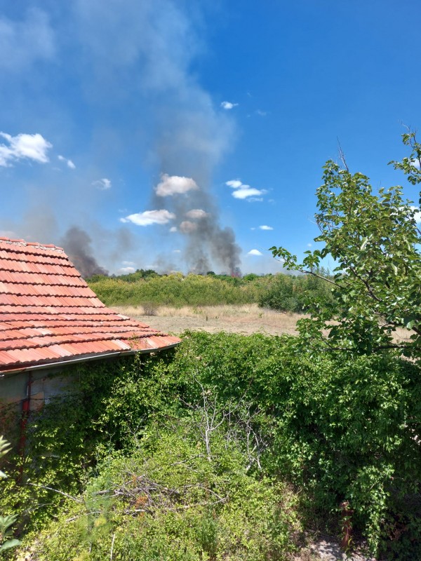Голям пожар гори в източния край на Казанлък/ОБНОВЕНА