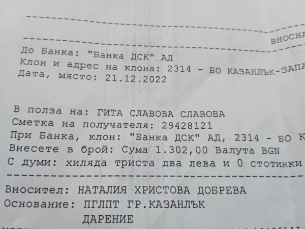 Базарът „Коледа в ПГЛПТ“ събра 1300 лв. в подкрепа на Гита Славова