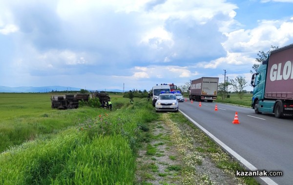 Цистерна се обърна край Мъглиж. Има пострадал / ОБНОВЕНА