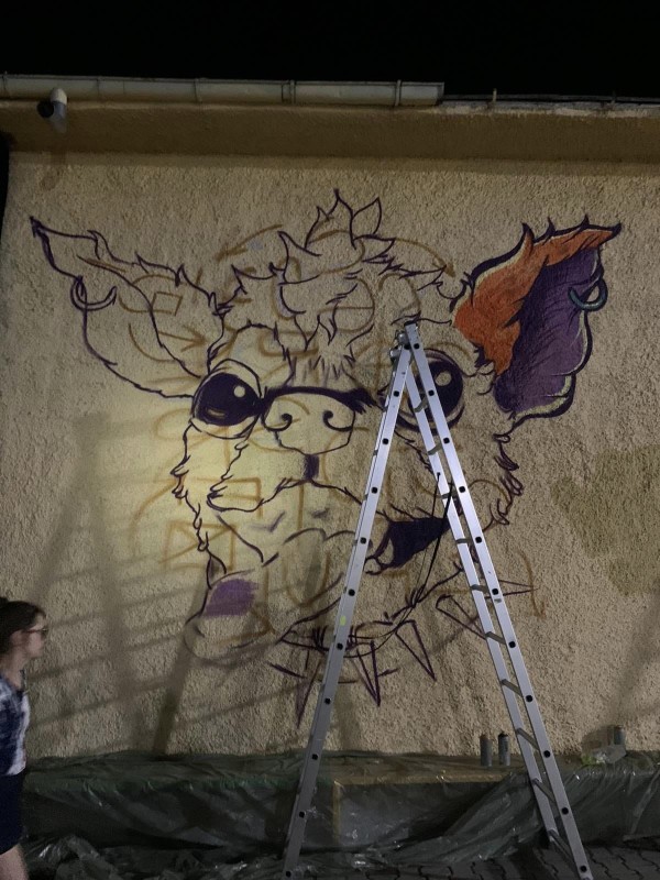 Цветен графит грейна върху една от стените на ОУ „Георги Кирков“