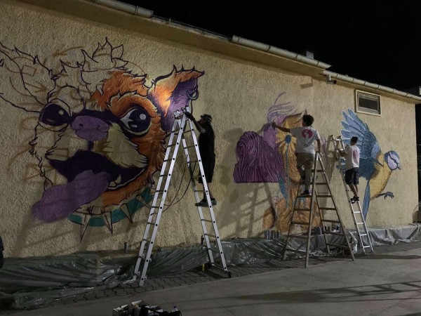 Цветен графит грейна върху една от стените на ОУ „Георги Кирков“