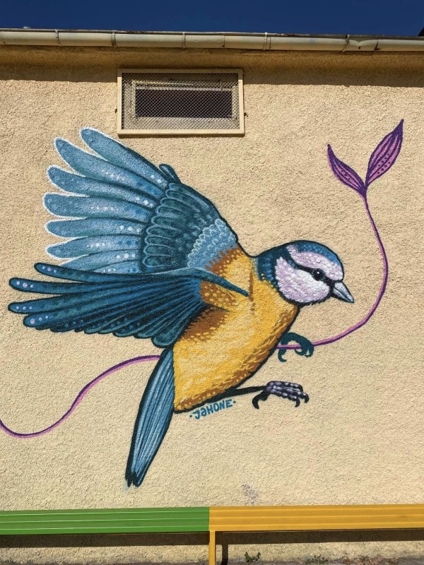 Цветен графит грейна върху една от стените на ОУ „Георги Кирков“