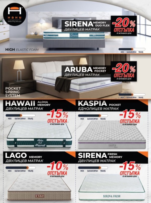 Ексклузивни промоции с до -70% отстъпка само през ноември в Борса за матраци ВИТ – Казанлък
