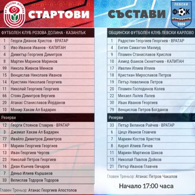 “Розова долина“ разгроми “Левски“ (Карлово) с 5:1 