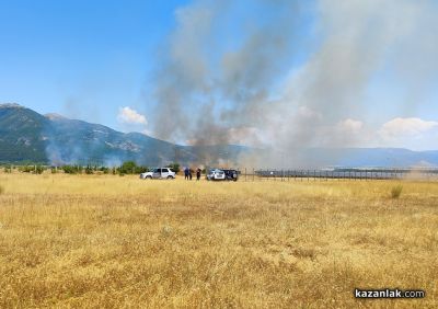 Огнеборци гасят пожар край фотоволтаичен парк до село Голямо Дряново