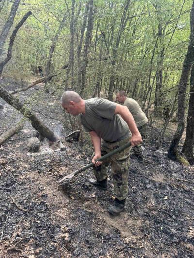 За пореден ден, военните продължават да се борят с пожара край село Отец Паисиево
