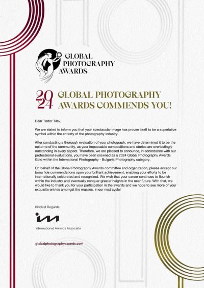 Фотографът Тодор Тилев спечели златен медал от световен конкурс