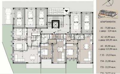 Нова модерна сграда северно от парк Розариум - гр. Казанлък