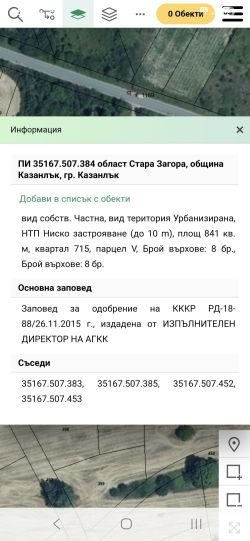 Парцел УПИ Казанлъшки Минерални Бани