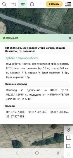 Парцел УПИ Казанлъшки Минерални Бани